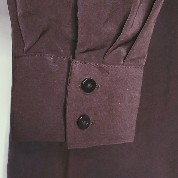 Black Loose Fit Button Up Career Blouse - Picture 4 of 5